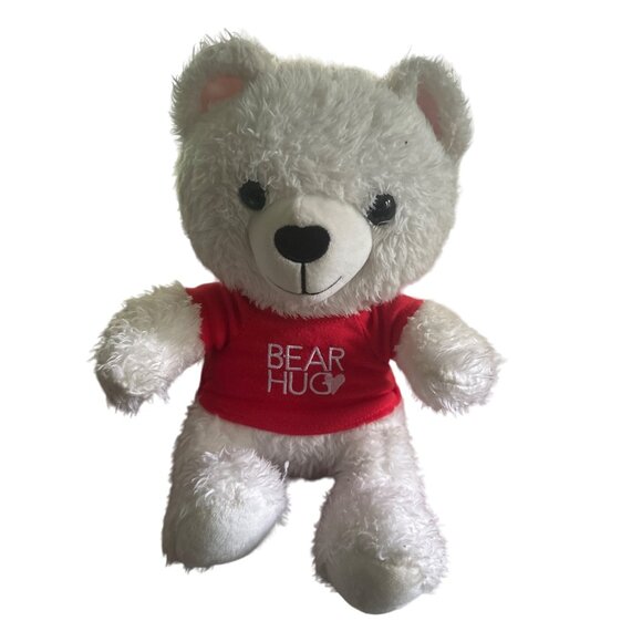 Hallmark Bear Hug Plush Teddy Bear 10" White & Red - Picture 1 of 6